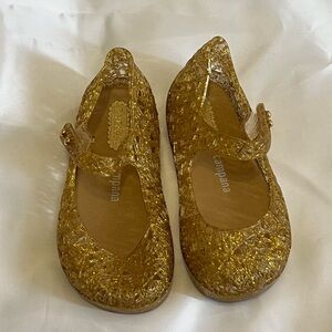Mini Melissa Gold Glitter Jelly Mary Jane Sandals sz 7